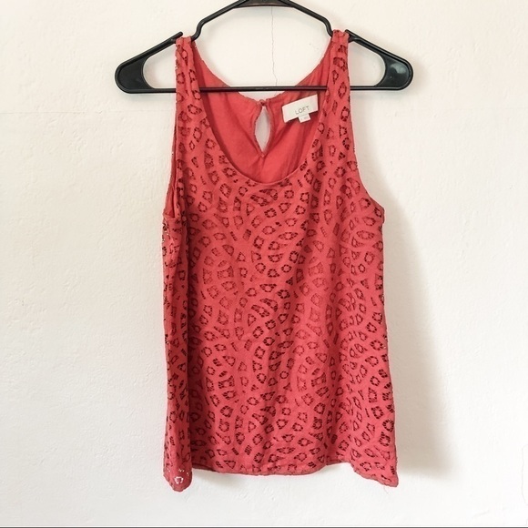LOFT Eyelet Lace Dusty Rose Tank - Picture 1 of 5
